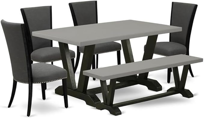 East West Furniture V696VE650-6 6 Piece Dining Set Contains a Rectangle Dining by EastWestFurniture