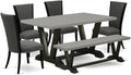East West Furniture V696VE650-6 6 Piece Dining Set Contains a Rectangle Dining by EastWestFurniture