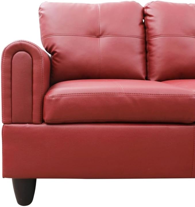 Red L-Shaped 3-Piece Faux Leather Sofa - Image 7