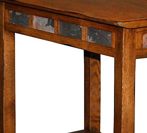 Leick Home Slate End Table, Solid Wood, Narrow Wedge Shape, Slate Tile Insets - Image 7