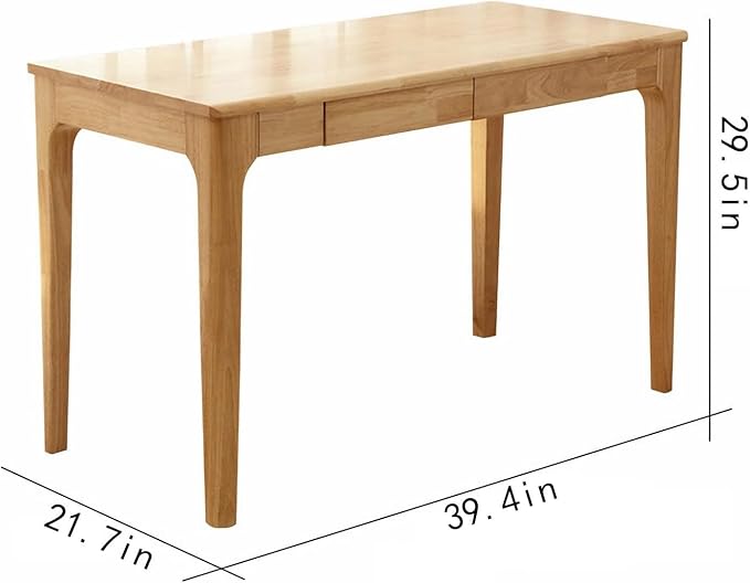 Solid Wood Desk with Drawers, Small Computer Desk - Image 2