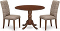 East West Furniture DLEL3-MAH-16 3 Piece Kitchen Table Set Contains a Round by EastWestFurniture