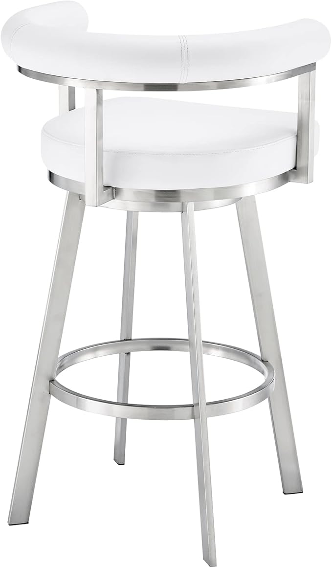 Armen Living Magnolia Swivel Counter Stool in Brushed Stainless Steel - Image 6