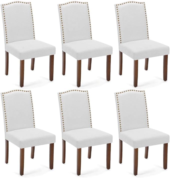 Kitchen Chairs Set of 6 Modern Upholstered Fabric Seat by Unknown