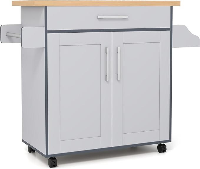 COSTWAY Kitchen Island On Wheels, Rolling Storage Trolley Cart by COSTWAY