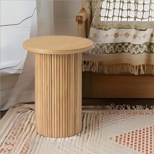 Round Side Table, Small Wood End Table Nightstand - Image 4