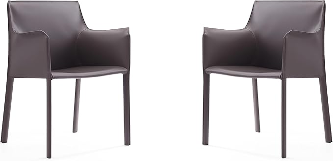 Manhattan Comfort Paris Modern Saddle Leather Dining Chairs, Metal Frame by ManhattanComfort