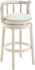 Cow top Leather Wooden Bar Stools, 360 Degree Swivel Bar Height Chair by AULIFE