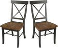 Set of Two X-Back Dining Chairs, Hickory/Washed Coal by InternationalConcepts