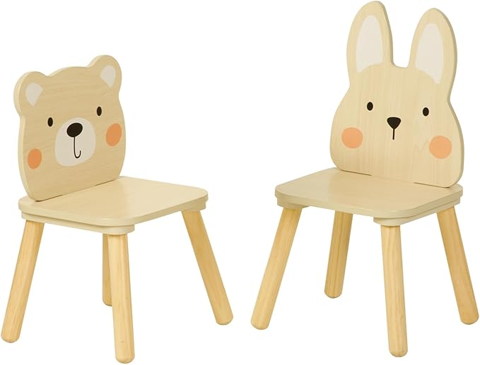 OOOK Kids Wooden Animal Chairs, Including Rabbit and Bear Chair, Kids Playroom by OOOK