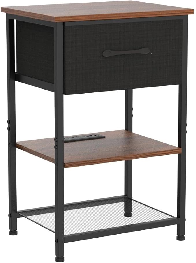 Nightstands Set of 2 with Charging Station and Drawer, End Table Side Table - Image 5