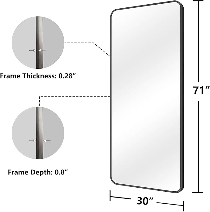 Koonmi Metal Framed Bathroom Mirror, High-Definition Tempered Glass Bathroom - Image 7