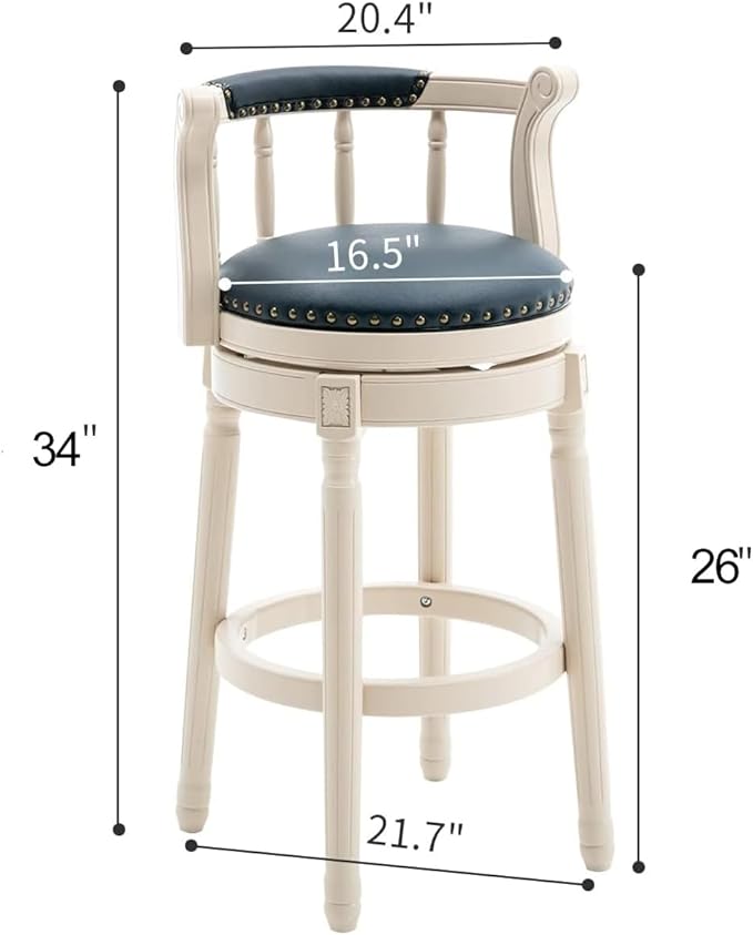 Cow top Leather Wooden Bar Stools, 360 Degree Swivel Bar Height Chair - Image 3