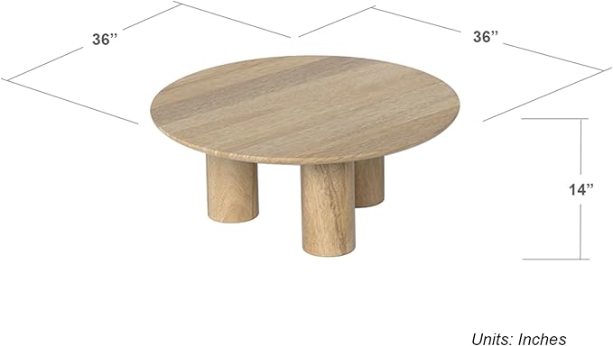 Relso Gaia Round Coffee Table, Natural Mango Wood Coffee Table - Image 2