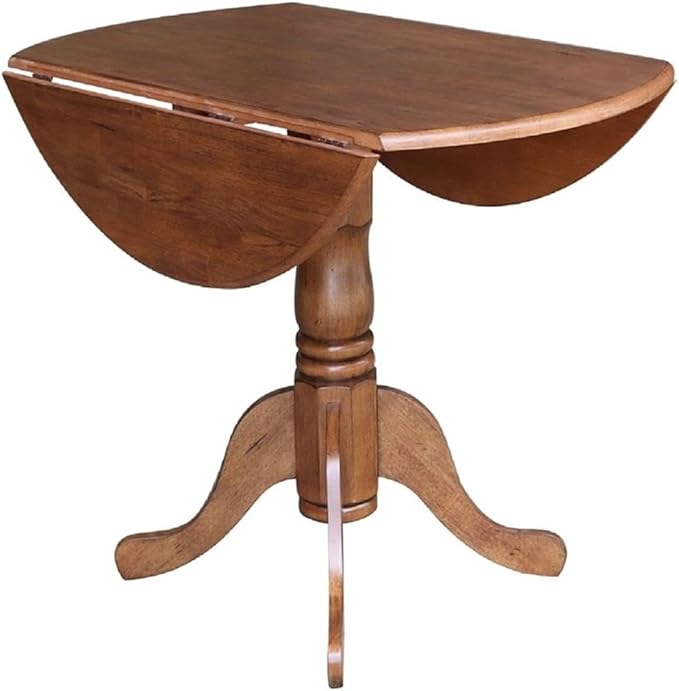 IC International Concepts 42-Inch Round Dual Drop Leaf Pedestal Dining Table - Image 7