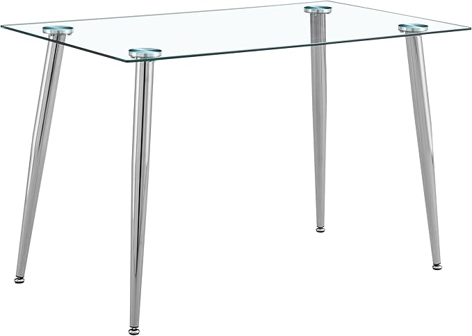 Dining Table for 6 Rectangular 47.2" Modern Glass Dining Table Kitchen & Dining - Image 3