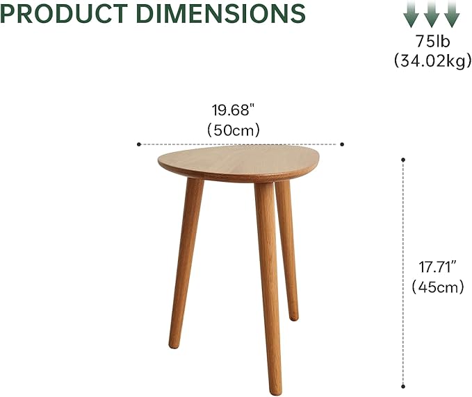 Small Oval Coffee Table, 19.7" Mid Century Modern End Table - Image 2
