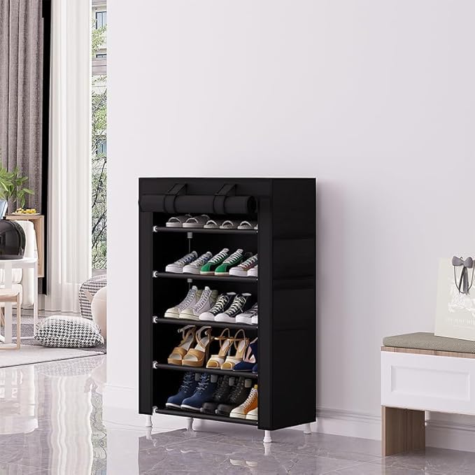 Calmootey 5 Tier Shoe Rack Organizer, Portable Shoe Shelf - Image 2