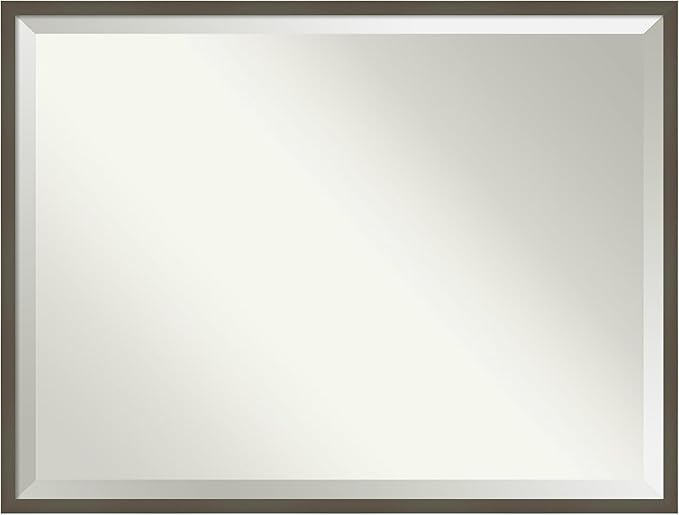 Amanti Art Grey Wall Mirror 31x41 Svelte Clay Grey Rectangle Bathroom Mirror by AmantiArt