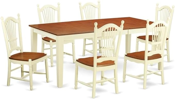East West Furniture QUDO7-WHI-W 7 Piece Kitchen Table & Chairs Set Consist of a by EastWestFurniture