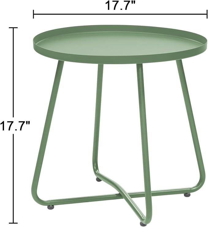 Dia.17.7ins Steel Round Coffee Table, Steel Tray Table, Side Table, Outdoor and - Image 3