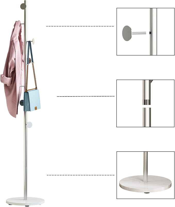 Silver Coat Racks, Metal Coat Rack Freestanding - Image 2