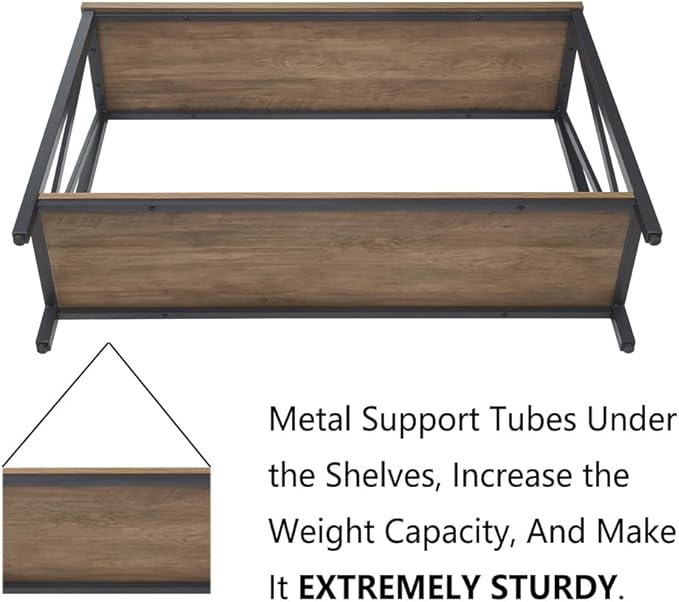 FOLUBAN Rustic Sofa Console Table, 2-Tier Industrial Entryway Hallway Table - Image 5