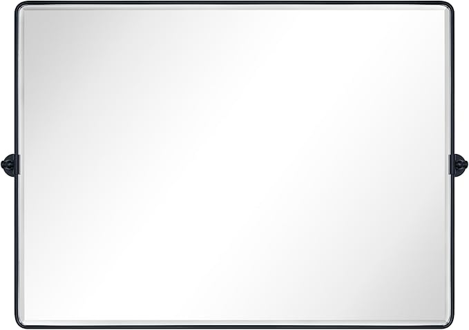 TEHOME 48x36'' Matt Black Horizontal Pivoting Bathroom Vanity Mirror Large by TEHOME