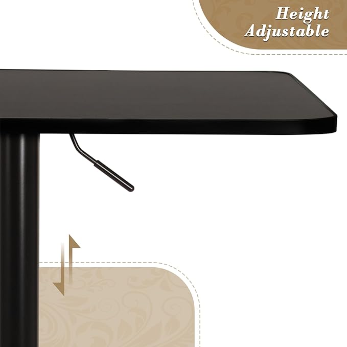 Athena Collection Modern Bar Table Square Top Height Adjustable, Tall Bistro - Image 5