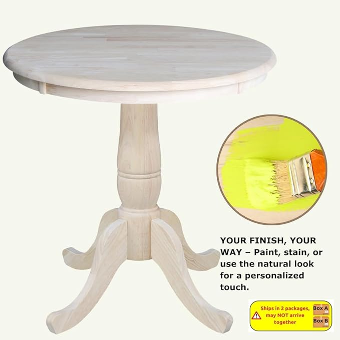 International Concepts 30" Round Top Pedestal Dining Table Solid Real Wood - Image 5