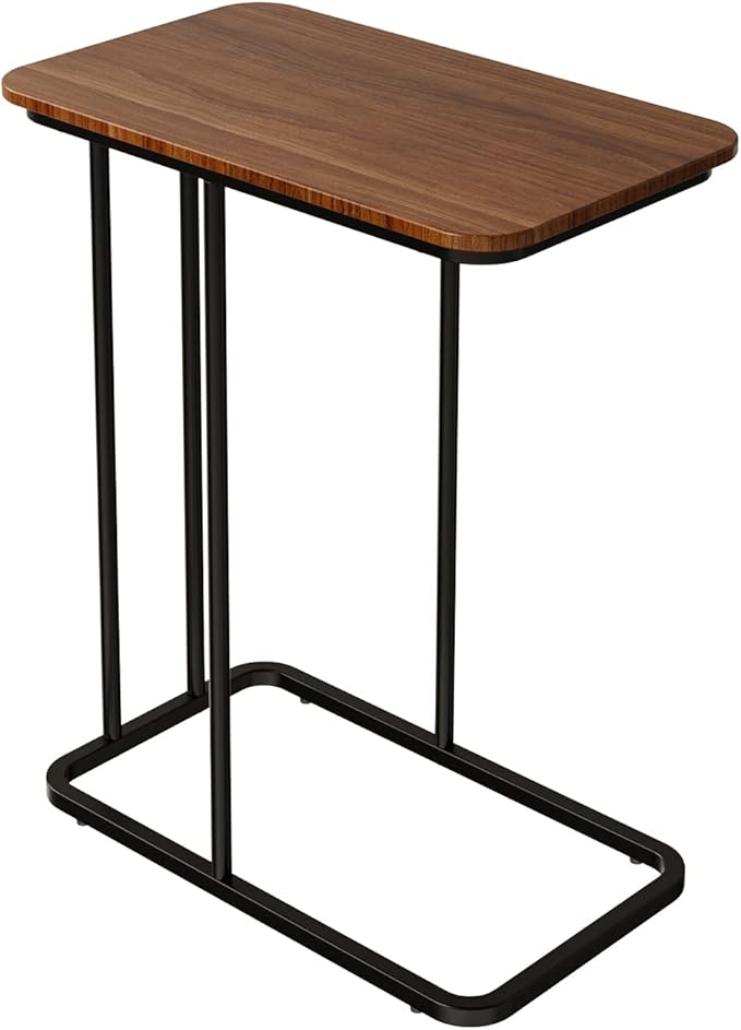 C Shaped Side Table, Small End Table MDF Black Walnut Coffee Table, Modern - Image 7