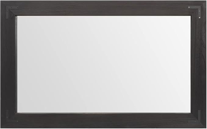 YOSHOOT Rustic Wooden Framed Wall Mirror, Natural Wood Bathroom Vanity Mirror - Image 3