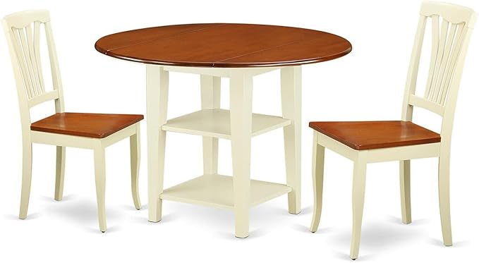 East West Furniture SUAV3-BMK-W 3 Piece Kitchen Table Set by EastWestFurniture