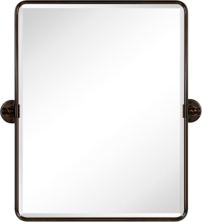 TEHOME 20x24'' Oil Rubbed Bronze Pivot Bathroom Vanity Mirror 24x20'' Metal - Image 2