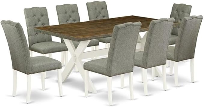 East West Furniture X077EL207-9 9 Piece Kitchen Table Set Includes a Rectangle by EastWestFurniture