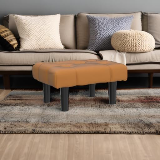 HOUCHICS Small Footstool Ottoman, Velvet Soft Footrest Ottoman - Image 5