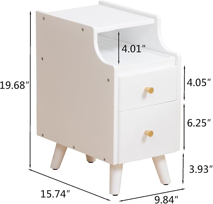 Small Nightstand, Narrow Nightstand, Solid Slim Wood Night Stand - Image 2