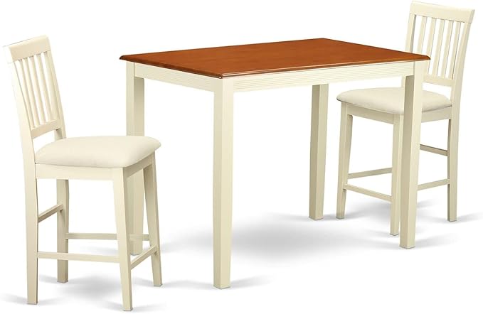 East West Furniture YAVN3-WHI-C 3 Piece Kitchen Counter Height Dining Table Set by EastWestFurniture