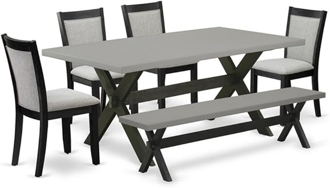 East West Furniture X697MZ606-6 6 Piece Dinette Set Contains a Rectangle Dining by EastWestFurniture