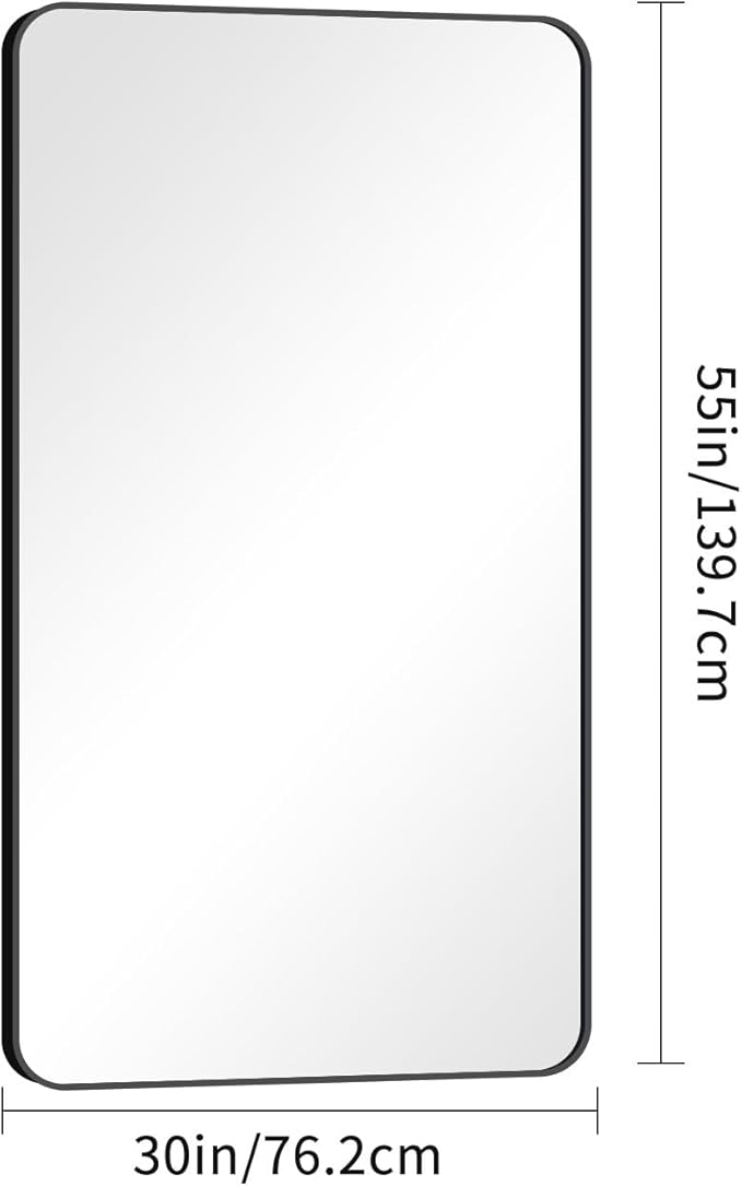 30x55 inch Bathroom Mirror, Wall Mounted Bathroom Frame Vanity Mirror - Image 7