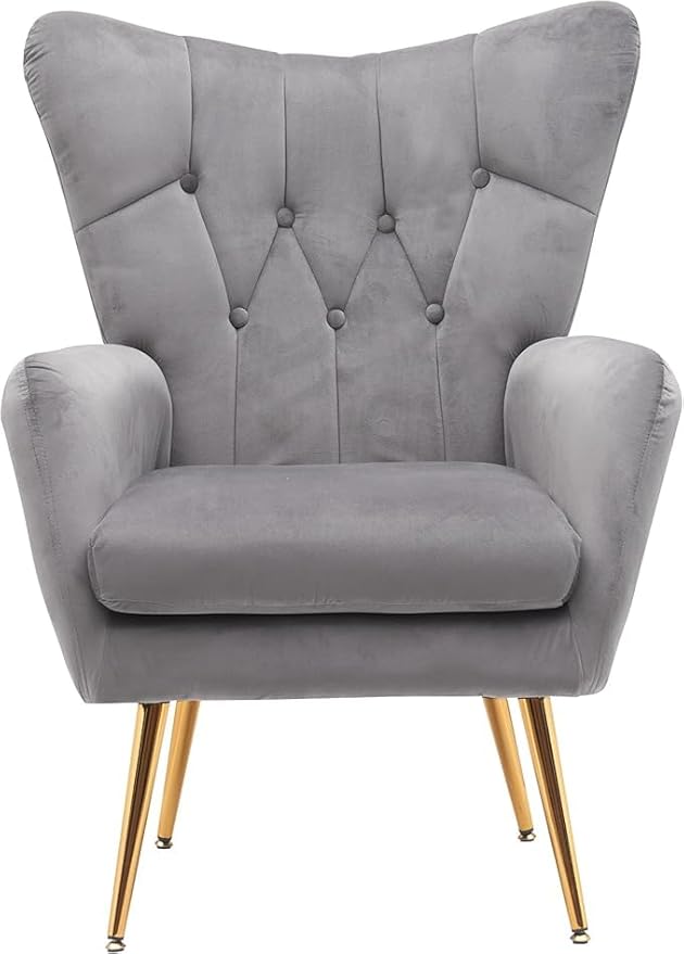 Container Furniture Direct Modern Chic Mid-Century Velvet Accent Armchair - Image 3