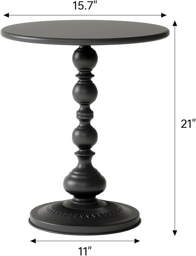 XIV Metal Small Round Side End Table, Vintage Matte Coffee Drink Cocktail Table - Image 3