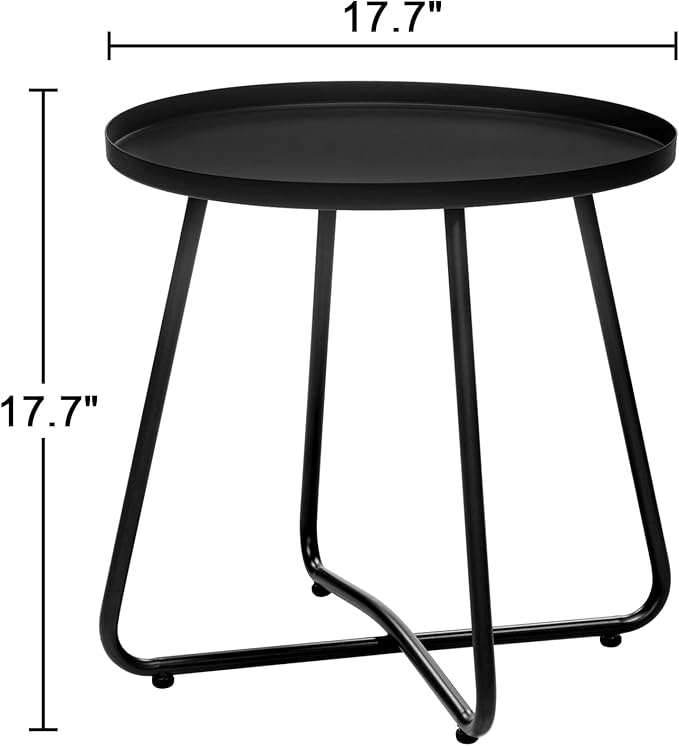 Dia.17.7ins Steel Round Coffee Table, Steel Tray Table, Side Table, Outdoor and - Image 3