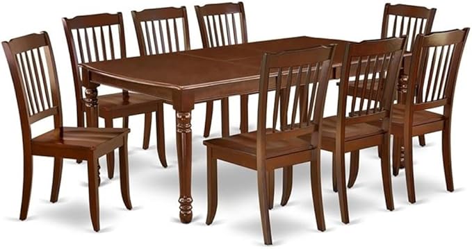 East West Furniture DODA9-MAH-W 9 Piece Dining Table Set Includes a Rectangle by EastWestFurniture