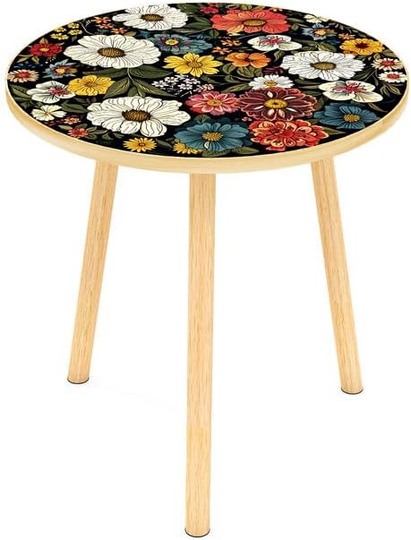 Mandala Round End Table, Small Side Table by Permory