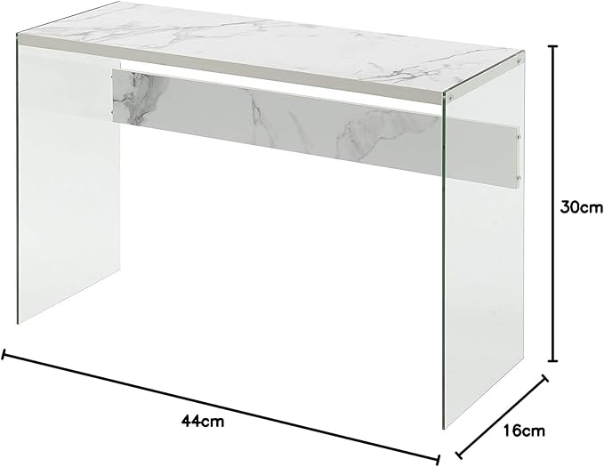 Convenience Concepts SoHo Console Table/Desk, Faux White Marble - Image 3
