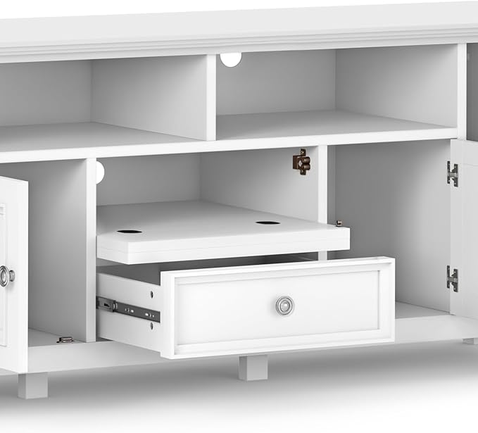 SIMPLIHOME Amherst 72-inch Wide Solid Wood TV Stand in White, - Image 8