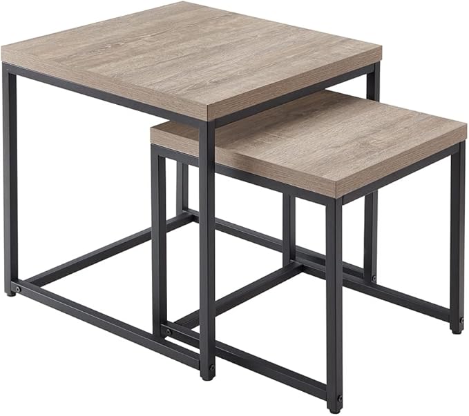 CENSI 20"x20" French Oak Nesting End Side Table, Accent Coffee Table, Square - Image 5
