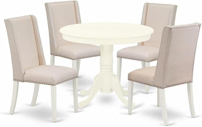 East West Furniture ANFL5-LWH-01 5 Piece Kitchen Table & Chairs Set Includes a by EastWestFurniture