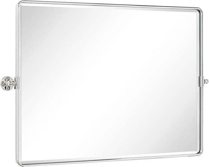 TEHOME 40x30'' Chrome Pivot Mirror Horizontal 30x40'' Metal Framed Rectangle by TEHOME